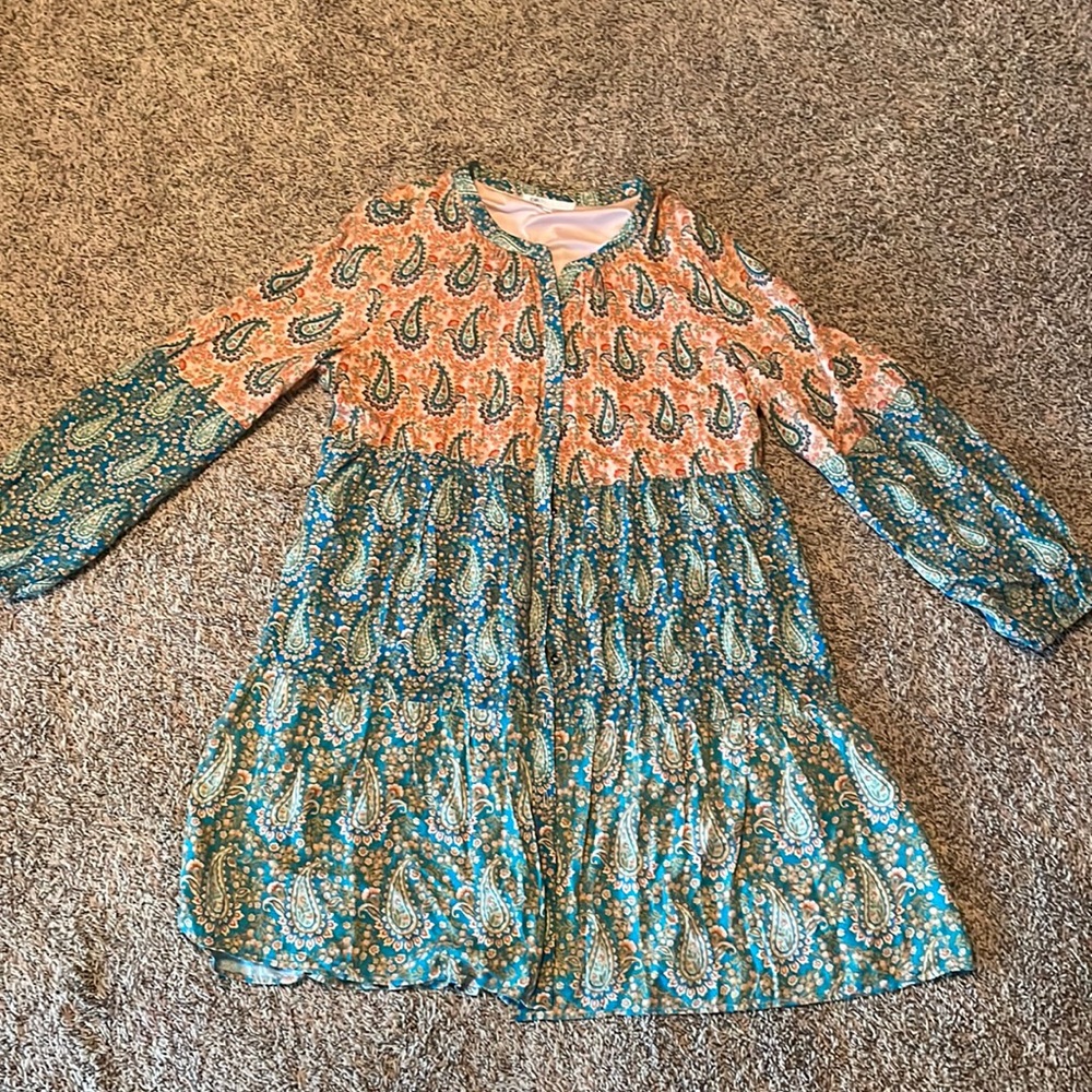 EUC - DR2 Paisley Button Dress, L